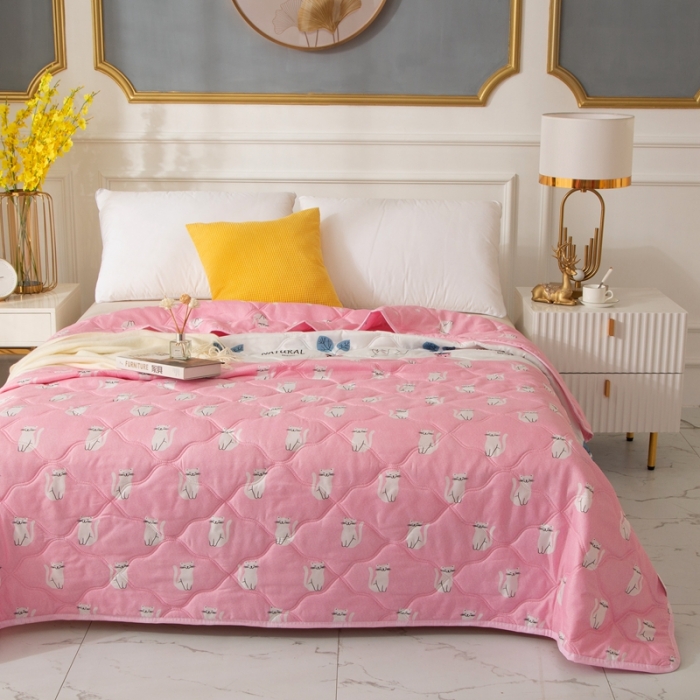 91家纺网 家纺一手货源 找家纺 爱派 2022新款磨毛印花夏凉被夏被空调被 招财猫