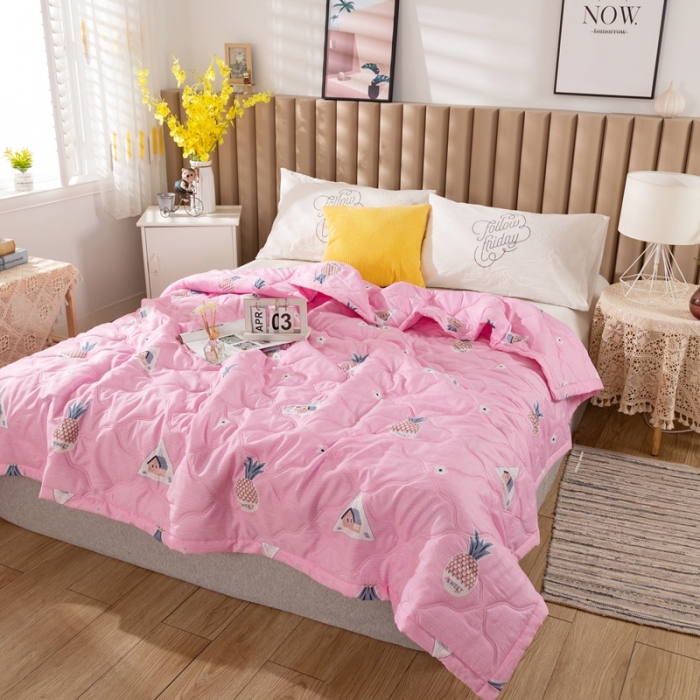 91家纺网 家纺一手货源 找家纺 爱派 2022新款亲肤棉印花夏被空调被 菠萝