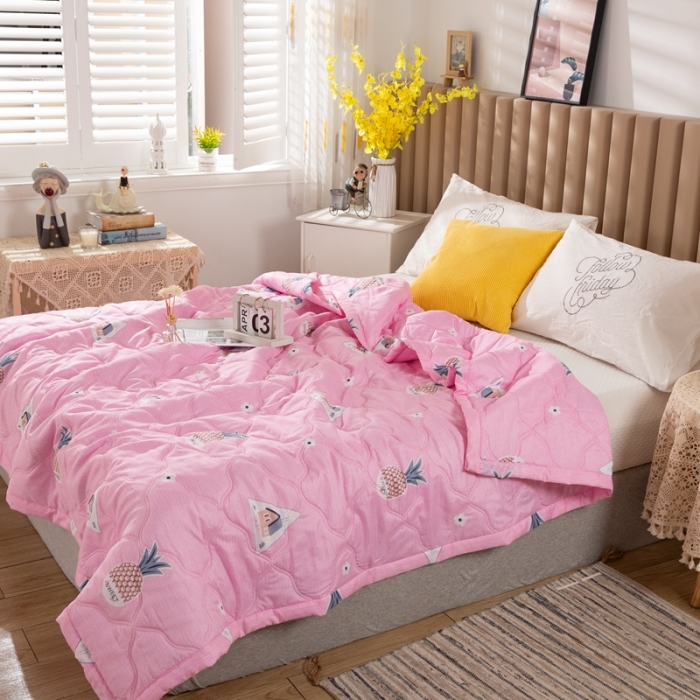 91家纺网 家纺一手货源 找家纺 爱派 2022新款亲肤棉印花夏被空调被 菠萝