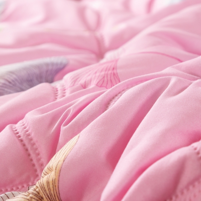 91家纺网 家纺一手货源 找家纺 爱派 2022新款亲肤棉印花夏被空调被 粉杏叶