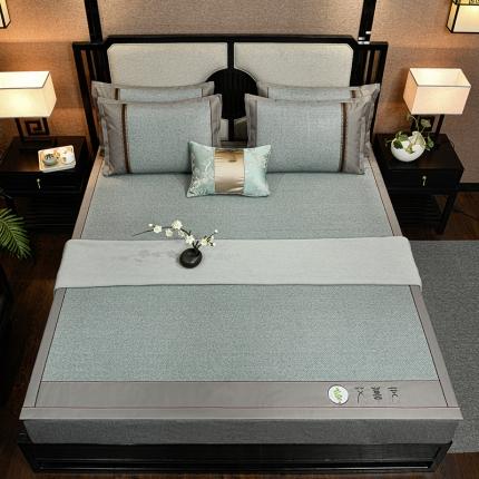 91家纺网 家纺一手货源 找家纺 小牛席业 2022新款艾草养生席系列 艾草席-冰蓝