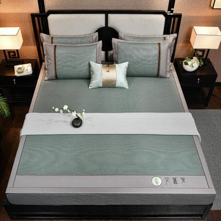 91家纺网 家纺一手货源 找家纺 小牛席业 2022新款艾草养生席系列 艾草席-墨绿