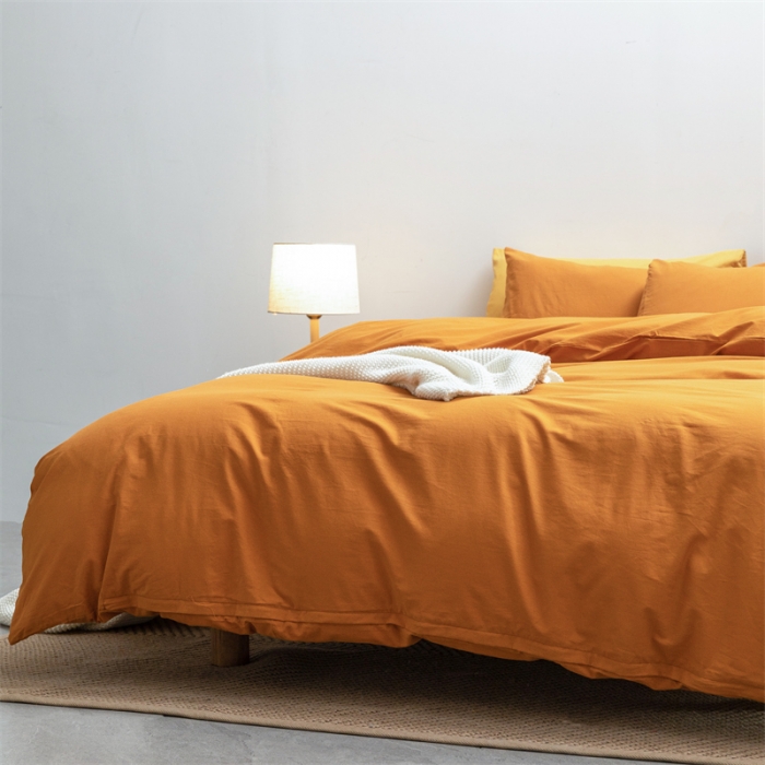 91家纺网 家纺一手货源 找家纺 棉邦 2022新款全棉色织水洗棉四件套 焦糖