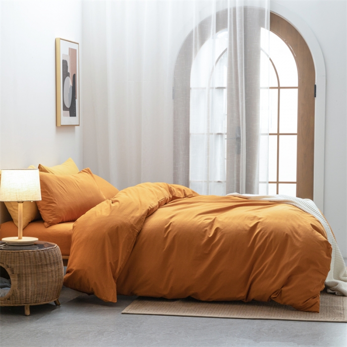 91家纺网 家纺一手货源 找家纺 棉邦 2022新款全棉色织水洗棉四件套 焦糖