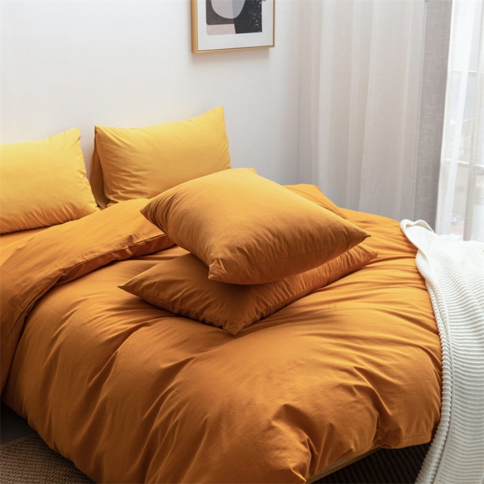 91家纺网 家纺一手货源 找家纺 棉邦 2022新款全棉色织水洗棉四件套 焦糖