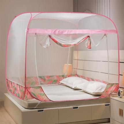 91家纺网 家纺一手货源 找家纺 博诺蚊帐 2022新款免安装钢丝印花蚊帐 叶语