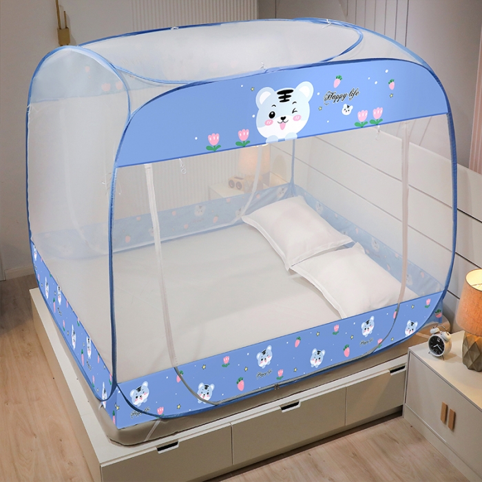 91家纺网 家纺一手货源 找家纺 博诺蚊帐 2022新款免安装钢丝印花蚊帐 萌巧虎