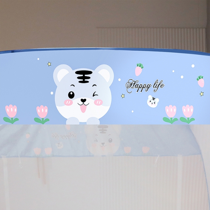 91家纺网 家纺一手货源 找家纺 博诺蚊帐 2022新款免安装钢丝印花蚊帐 萌巧虎