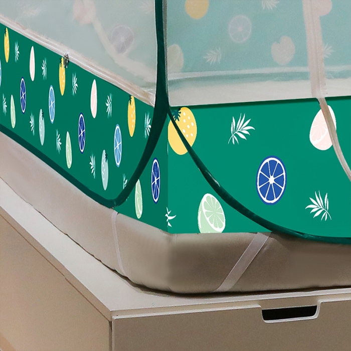 91家纺网 家纺一手货源 找家纺 博诺蚊帐 2022新款免安装钢丝印花蚊帐 清新柠檬