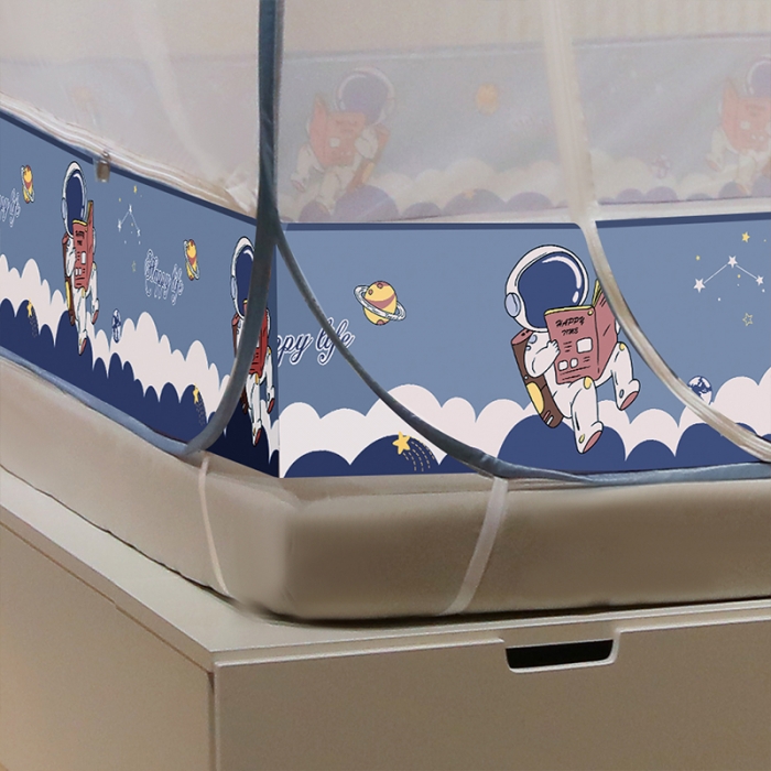 91家纺网 家纺一手货源 找家纺 博诺蚊帐 2022新款免安装钢丝印花蚊帐 太空漫游