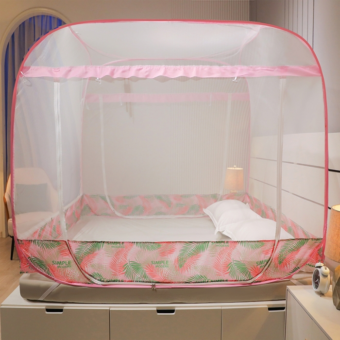 91家纺网 家纺一手货源 找家纺 博诺蚊帐 2022新款免安装钢丝印花蚊帐 叶语