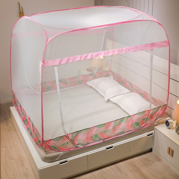 91家纺网 家纺一手货源 找家纺 博诺蚊帐 2022新款免安装钢丝印花蚊帐 叶语