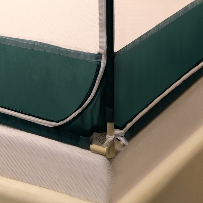 91家纺网 家纺一手货源 找家纺 博诺蚊帐 2022新款全底防摔坐床烤漆刺绣蚊帐 福黛墨绿