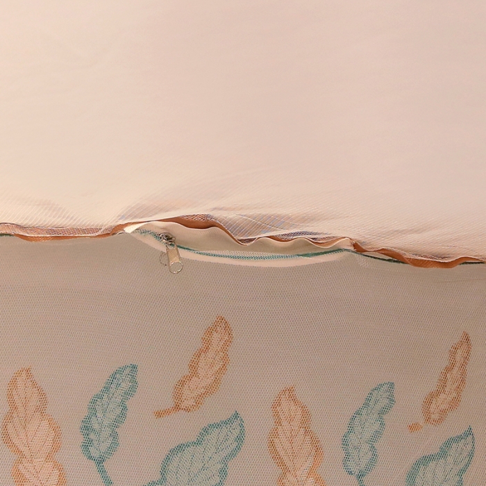 91家纺网 家纺一手货源 找家纺 博诺蚊帐 2022新款全底防摔坐床烤漆刺绣蚊帐 飘羽咖啡