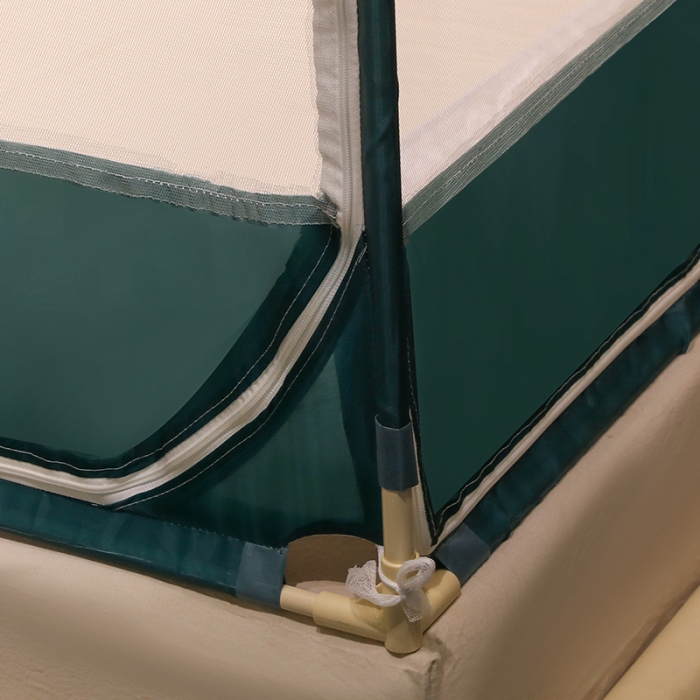91家纺网 家纺一手货源 找家纺 博诺蚊帐 2022新款全底防摔坐床烤漆刺绣蚊帐 飘羽墨绿