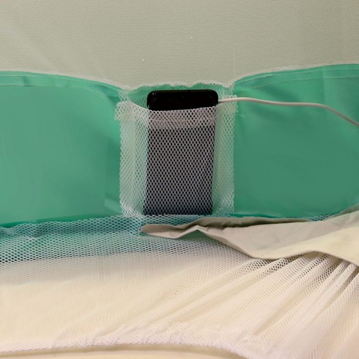 91家纺网 家纺一手货源 找家纺 博诺蚊帐 2022新款全底防摔坐床烤漆刺绣蚊帐 飘羽氧气绿