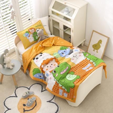 91家纺网 家纺一手货源 找家纺 吉咪兔 2023新款AB版40S全棉舒适夏凉被恐龙派对-黄