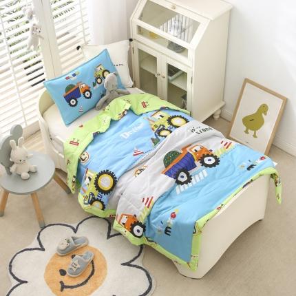 91家纺网 家纺一手货源 找家纺 吉咪兔 2023新款AB版40S全棉舒适夏凉被超级工程车