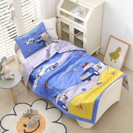 91家纺网 家纺一手货源 找家纺 吉咪兔 2023新款AB版40S全棉舒适夏凉被巡逻警车