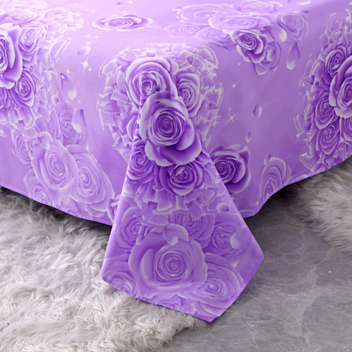 91家纺网 家纺一手货源 找家纺 梵巢家纺 芦荟棉单床单 花海-紫