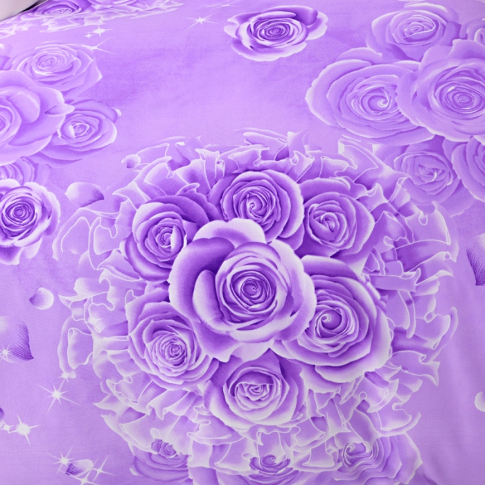 91家纺网 家纺一手货源 找家纺 梵巢家纺 芦荟棉四件套  花海-紫