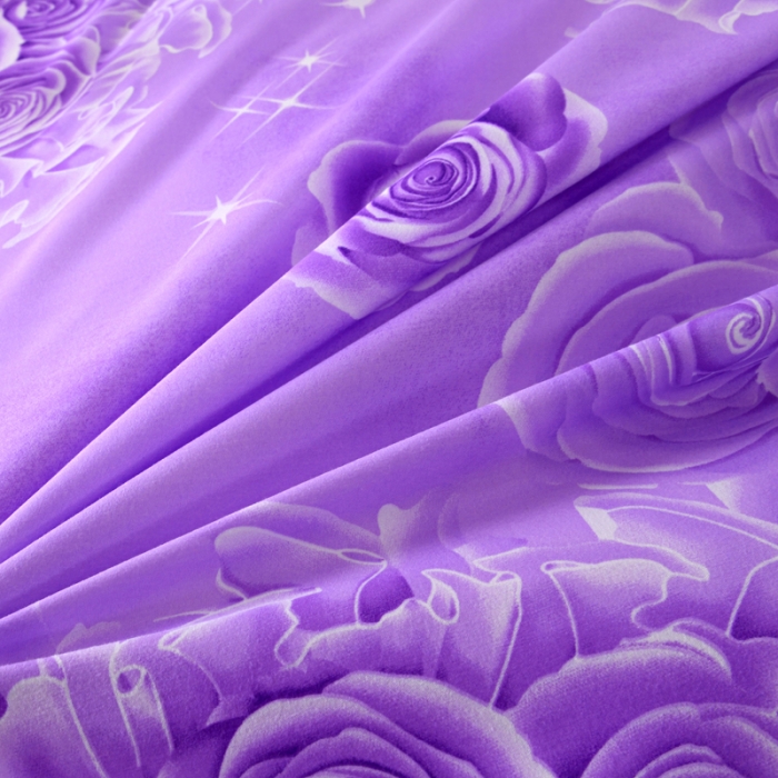 91家纺网 家纺一手货源 找家纺 梵巢家纺 芦荟棉四件套  花海-紫