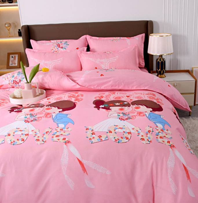 91家纺网 家纺一手货源 找家纺 梵巢家纺 芦荟棉四件套 小两口