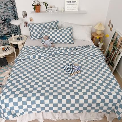 91家纺网 家纺一手货源 找家纺 （总)星期八 2022新款棋盘格针织棉夏被