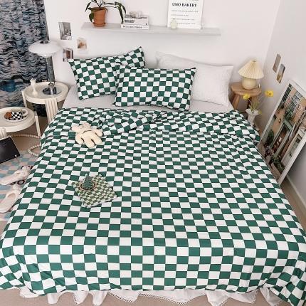 91家纺网 家纺一手货源 找家纺 星期八 2022新款棋盘格针织棉夏被 绿格