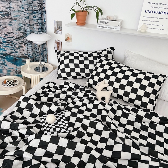 91家纺网 家纺一手货源 找家纺 （总)星期八 2022新款棋盘格针织棉夏被