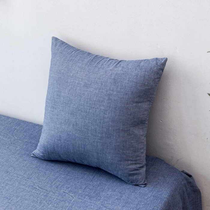 91家纺网 家纺一手货源 找家纺 柠萌家居 2022新款无印良品全棉色织水洗棉四件套 蓝红中格