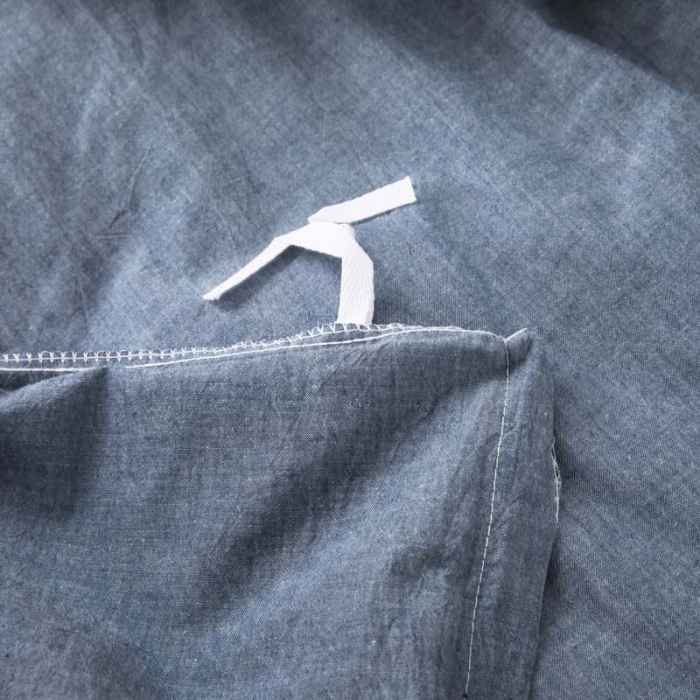 91家纺网 家纺一手货源 找家纺 柠萌家居 2022新款无印良品全棉色织水洗棉四件套 牛仔蓝