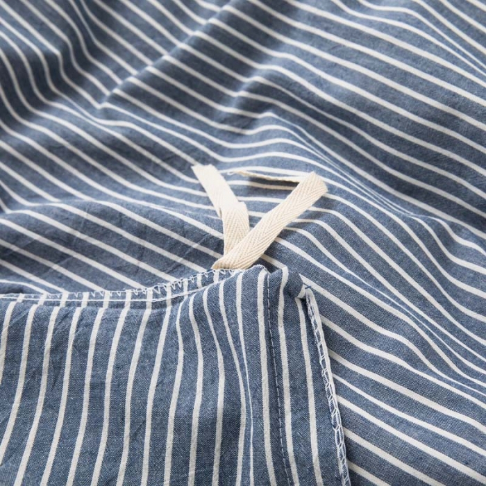 91家纺网 家纺一手货源 找家纺 柠萌家居 新款无印良品全棉色织水洗棉四件套 牛仔蓝细条