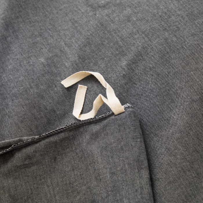 91家纺网 家纺一手货源 找家纺 柠萌家居 2022年新款无印良品全棉色织水洗棉四件套 深灰