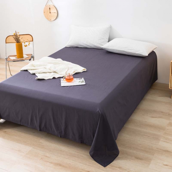 91家纺网 家纺一手货源 找家纺 柠萌家居 2022年新款无印良品全棉色织水洗棉四件套 小白格