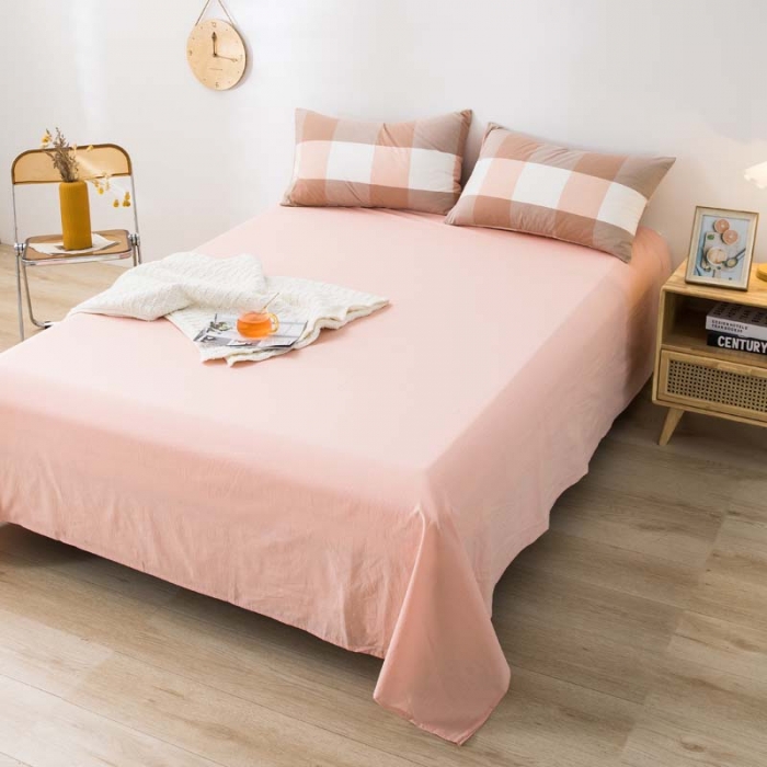 91家纺网 家纺一手货源 找家纺 柠萌家居 2022年新款无印良品全棉色织水洗棉四件套 玉大格