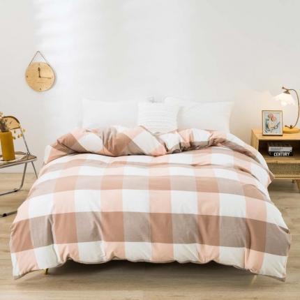 91家纺网 家纺一手货源 找家纺 柠萌家居 2022新款无印良品全棉色织水洗棉单被套 玉大格