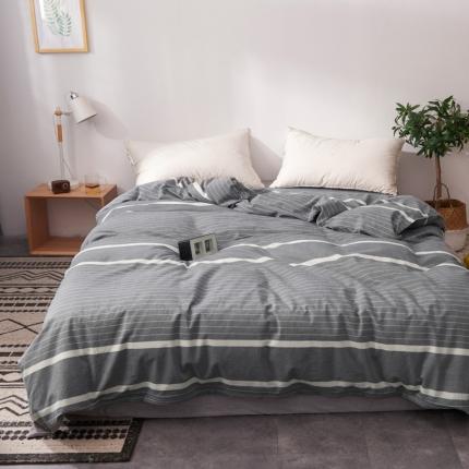 柠萌家居 2022新款无印良品全棉色织水洗棉单被套 宽双线-冷灰