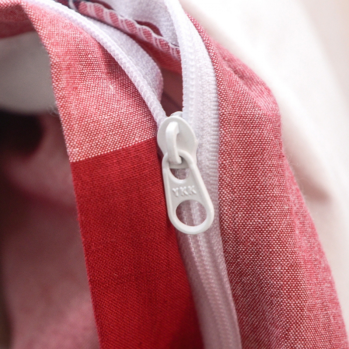 91家纺网 家纺一手货源 找家纺 柠萌家居 2022新款无印良品全棉色织水洗棉单被套 蓝红中格