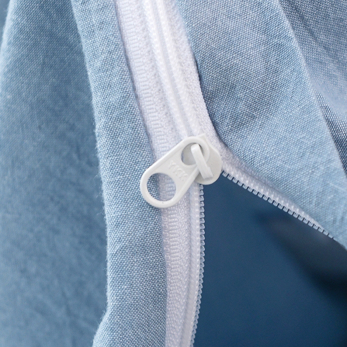 91家纺网 家纺一手货源 找家纺 柠萌家居 2022新款无印良品全棉色织水洗棉单被套 浅水蓝