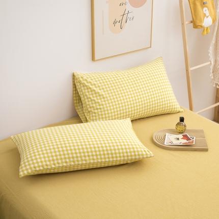 91家纺网 家纺一手货源 找家纺 总柠萌家居 2022新款无印良品全棉色织水洗棉单品枕套一只