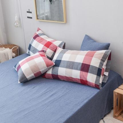 91家纺网 家纺一手货源 找家纺 总柠萌家居 2022新款无印良品全棉色织水洗棉单品枕套一只