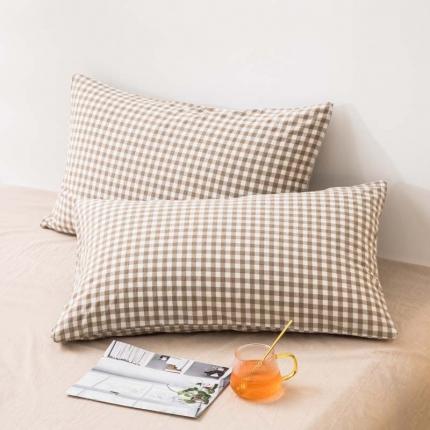 91家纺网 家纺一手货源 找家纺 总柠萌家居 2022新款无印良品全棉色织水洗棉单品枕套一只