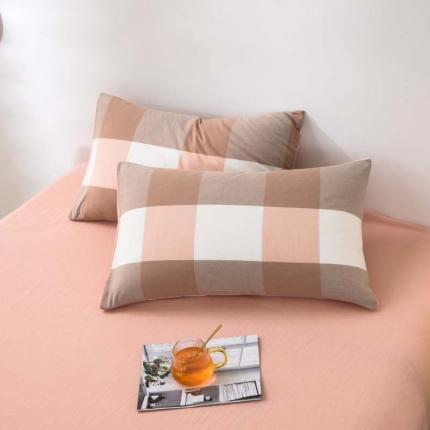 91家纺网 家纺一手货源 找家纺 总柠萌家居 2022新款无印良品全棉色织水洗棉单品枕套一只