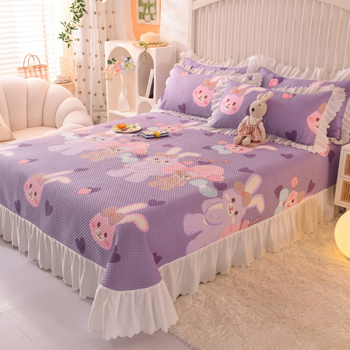 91家纺网 家纺一手货源 找家纺 梦之岛 2022新款床盖韩版磨毛四件套 QQ兔