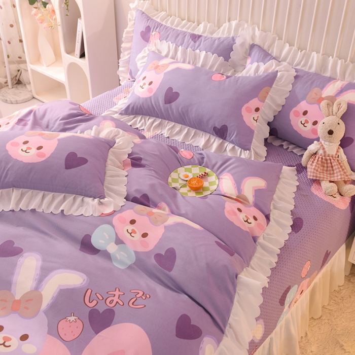 91家纺网 家纺一手货源 找家纺 梦之岛 2022新款床盖韩版磨毛四件套 QQ兔