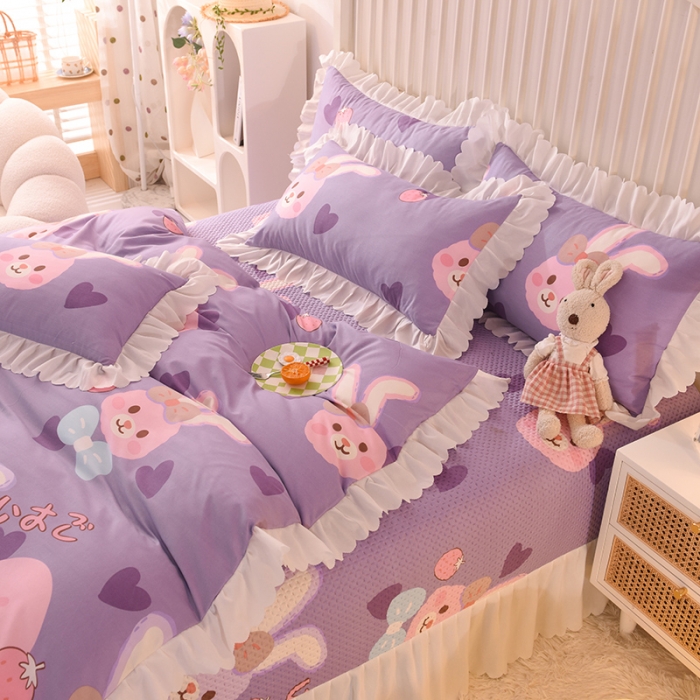 91家纺网 家纺一手货源 找家纺 梦之岛 2022新款床盖韩版磨毛四件套 QQ兔