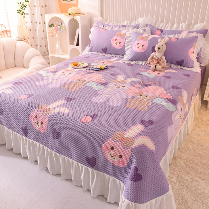 91家纺网 家纺一手货源 找家纺 梦之岛 2022新款床盖韩版磨毛四件套 QQ兔