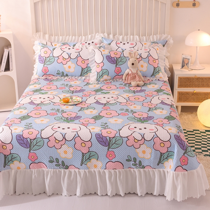 91家纺网 家纺一手货源 找家纺 梦之岛 2022新款床盖韩版磨毛四件套 芭比兔