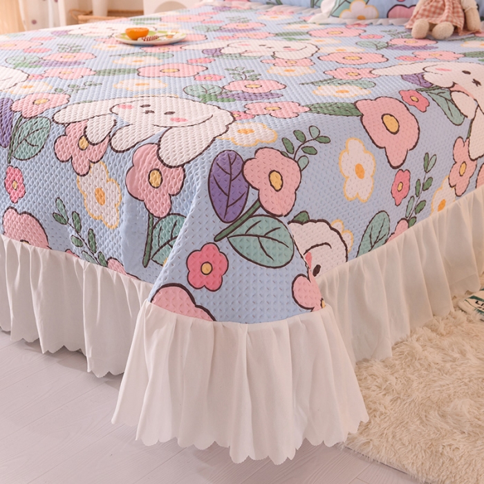 91家纺网 家纺一手货源 找家纺 梦之岛 2022新款床盖韩版磨毛四件套 芭比兔